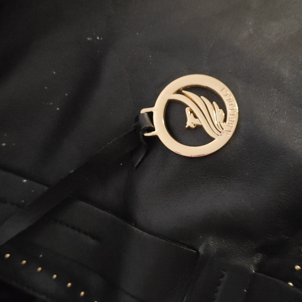 A. Bellucci Studded Italian Leather Satchel Flap Hobo Shoulder Bag - Picture 6 of 7